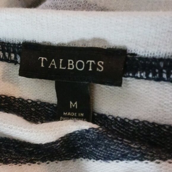 Talbots T Shirt Blue White Striped Inside Out 3/4 Sleeve Casual Womens Size M - Picture 6 of 7